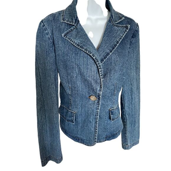 Feminine Denim Jean Jacket Blazer, Size Medium - Picture 4 of 4